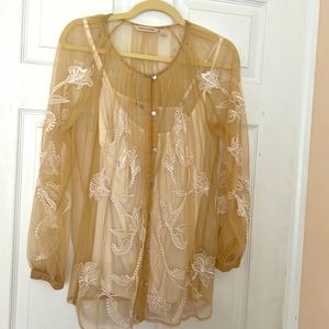 Gorgeous embroidered see through shirt with detached cami underneath